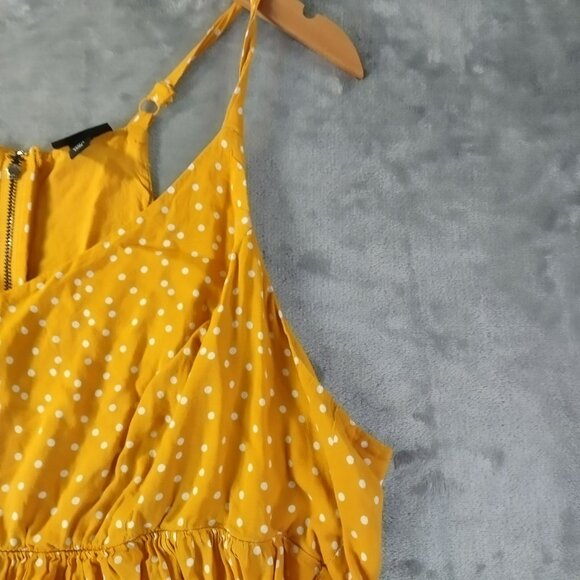 Torrid Womens Polka Dot Babydoll Tank Top 2X Yellow Zip Back Adjustable Straps - Picture 5 of 9